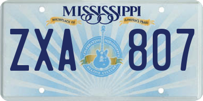 MS license plate ZXA807