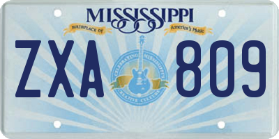 MS license plate ZXA809