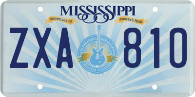 MS license plate ZXA810