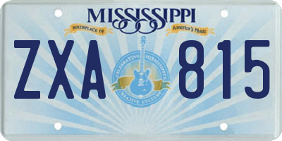 MS license plate ZXA815