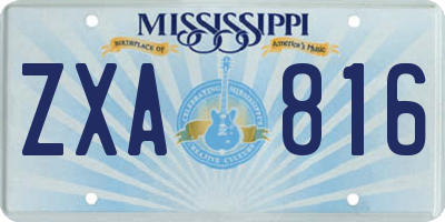 MS license plate ZXA816