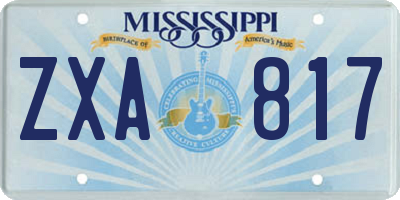 MS license plate ZXA817