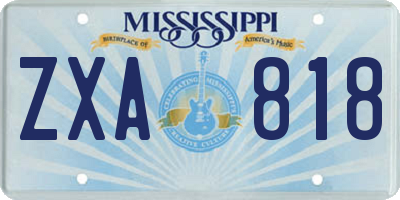 MS license plate ZXA818