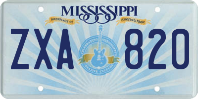MS license plate ZXA820