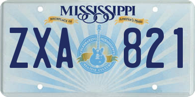 MS license plate ZXA821