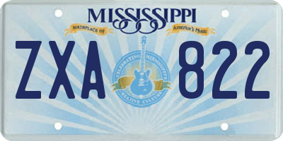 MS license plate ZXA822