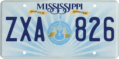 MS license plate ZXA826
