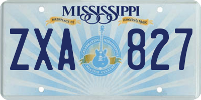 MS license plate ZXA827