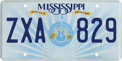 MS license plate ZXA829