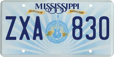 MS license plate ZXA830