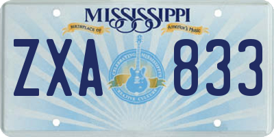 MS license plate ZXA833
