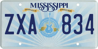 MS license plate ZXA834