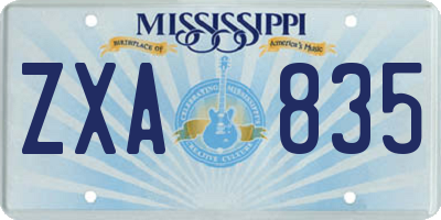 MS license plate ZXA835