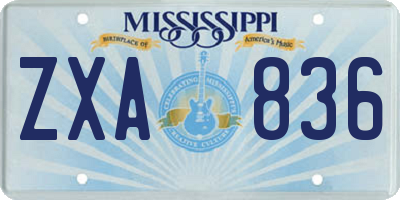 MS license plate ZXA836