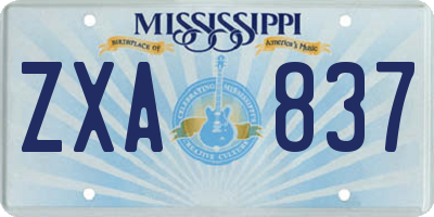 MS license plate ZXA837