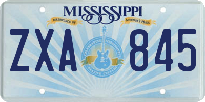 MS license plate ZXA845
