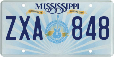 MS license plate ZXA848