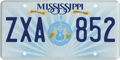 MS license plate ZXA852