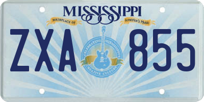 MS license plate ZXA855