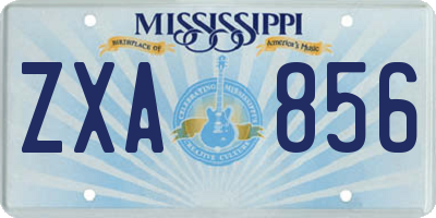 MS license plate ZXA856