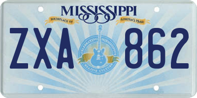 MS license plate ZXA862