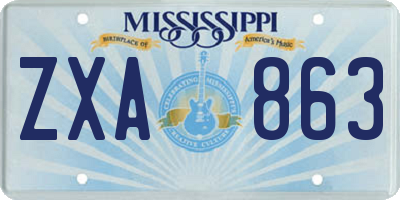 MS license plate ZXA863