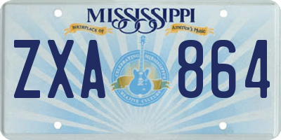 MS license plate ZXA864