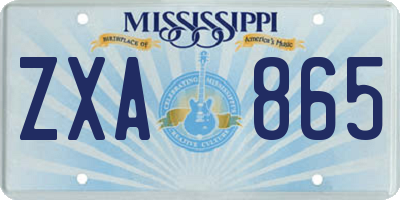 MS license plate ZXA865