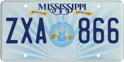 MS license plate ZXA866