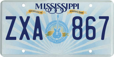 MS license plate ZXA867