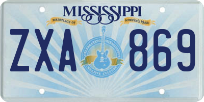 MS license plate ZXA869