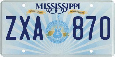 MS license plate ZXA870