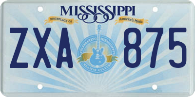 MS license plate ZXA875