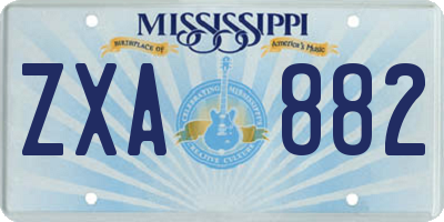 MS license plate ZXA882