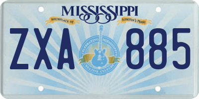 MS license plate ZXA885