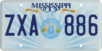 MS license plate ZXA886