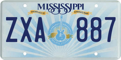 MS license plate ZXA887