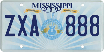 MS license plate ZXA888
