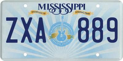 MS license plate ZXA889