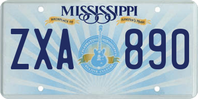 MS license plate ZXA890