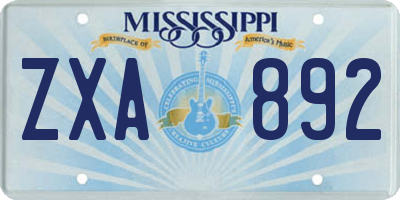 MS license plate ZXA892