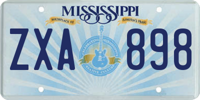 MS license plate ZXA898