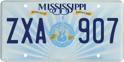 MS license plate ZXA907