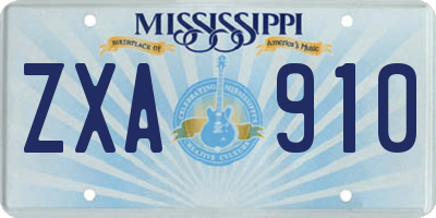 MS license plate ZXA910