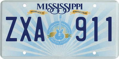 MS license plate ZXA911