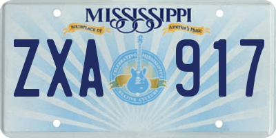 MS license plate ZXA917