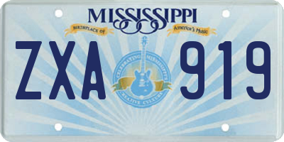 MS license plate ZXA919