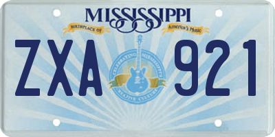 MS license plate ZXA921
