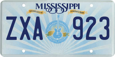 MS license plate ZXA923