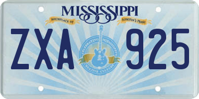 MS license plate ZXA925